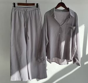 Set de pantalón y blusa de lino (moda verano)
