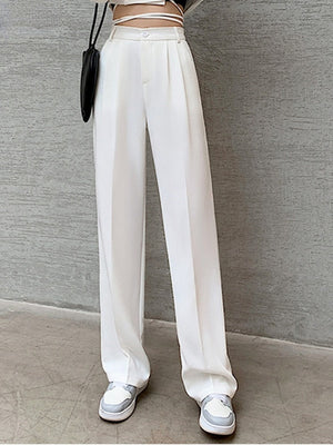Comprar Pantalón blanco cintura alta tela ligera Pantalones ajustados