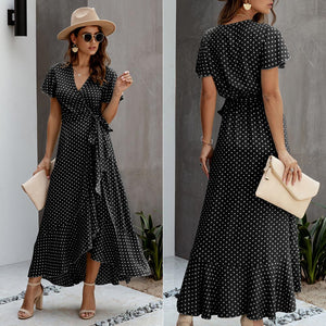 Vestido largo de verano con lunares para mujer