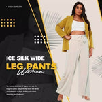 Pantalones de pierna ancha de seda de hielo para mujer